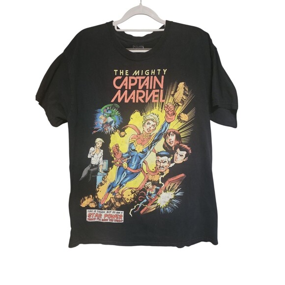 Marvel The Mighty Captain Marvel Comic Graphic T-Shirt Black Adult 0X - Picture 1 of 5